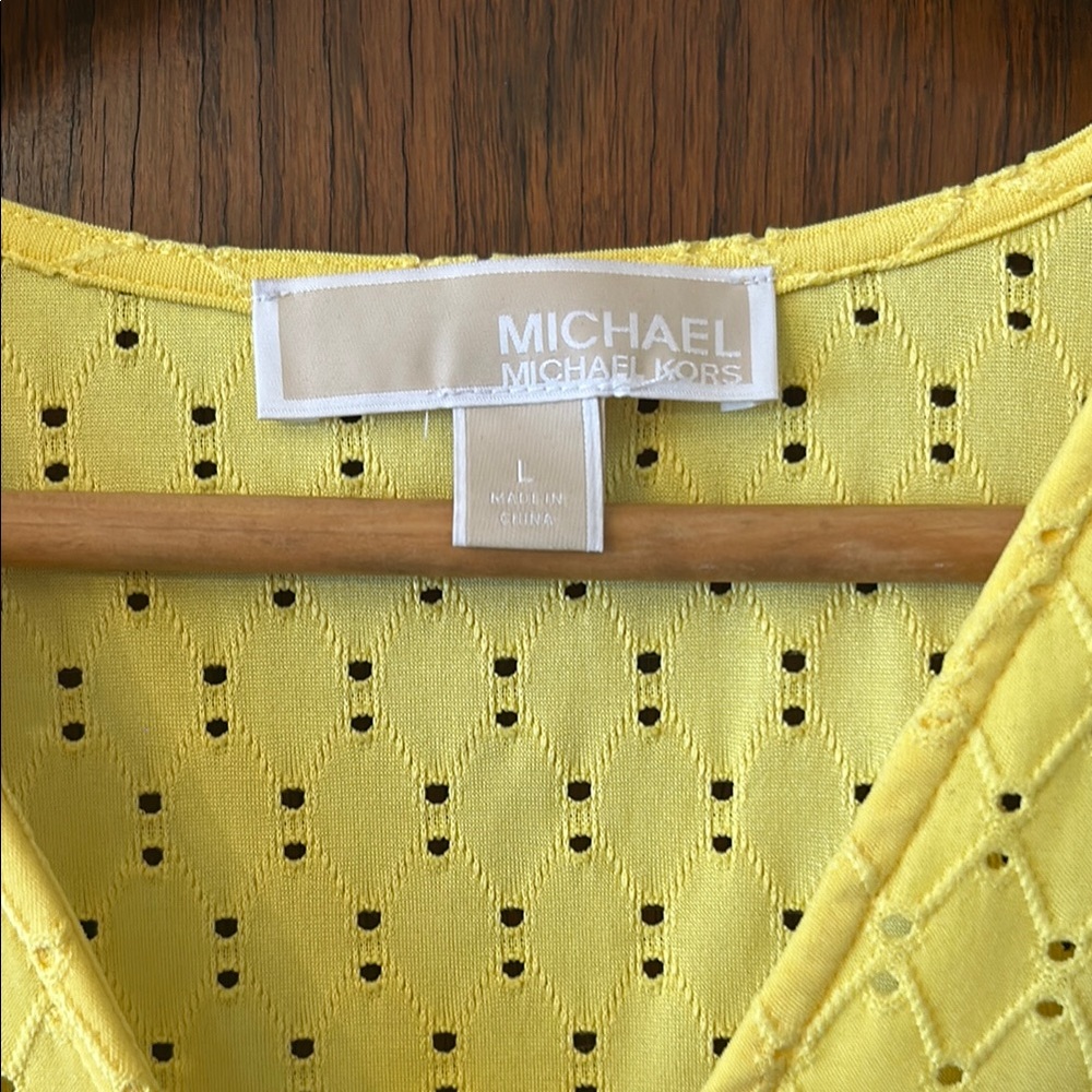 Michael Kors Bright Yellow Eyelet Wrap Blouse - Picture 2 of 7